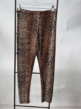 Leopard Print High-Rise Stretch Leggings Womens L Polyester & Spandex Blend Comf